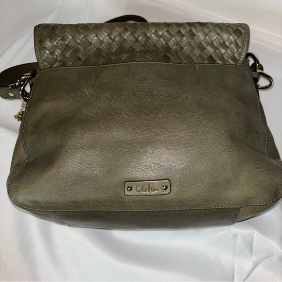 🔥SALE Cole Haan Woven Flap Shoulder Messenger Bag w/Crossbody Strap Olive Green - Picture 10 of 12